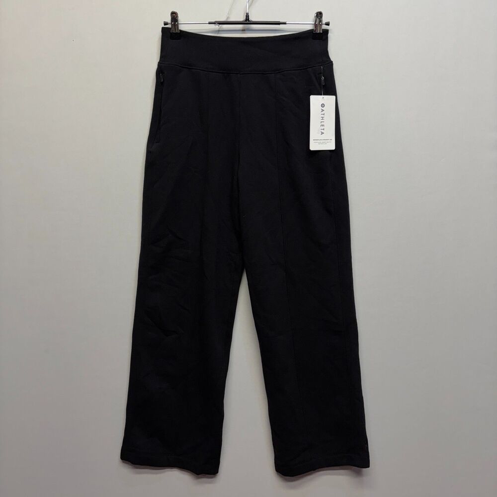 NWT Athleta Retroplush Straight Leg Pants Women Size Small Black C119 -15